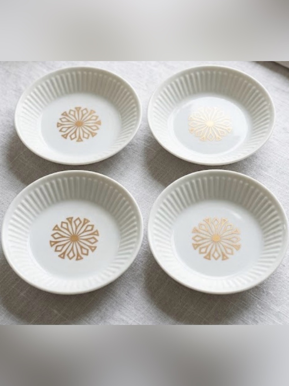Vintage MCM National Potteries Co 
Japan Gold Starburst Butter Pats - Set of 4